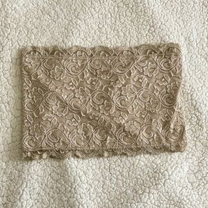 Gold tan lace bandeau bra / bralette